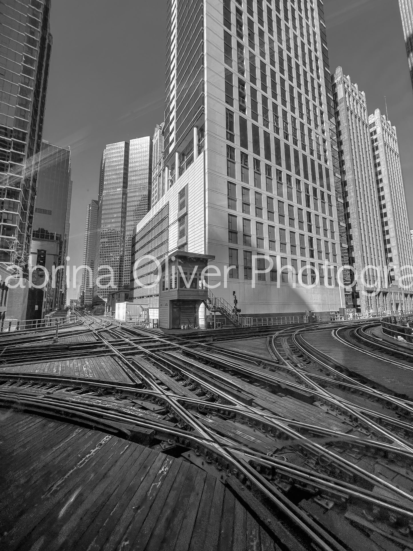 Chicago L Tracks B&W